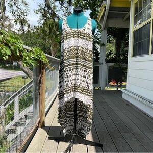 Merona Dark Green and White High Low Sundress. Women’s Size Large.